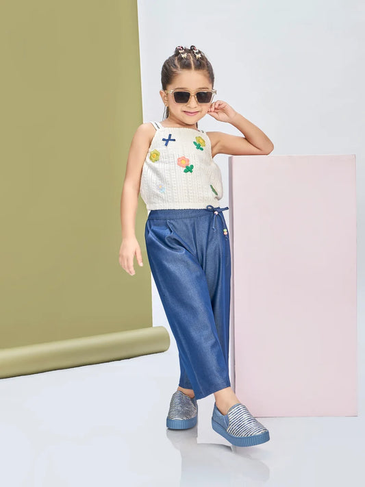 Girls Embroidered Pant & Top