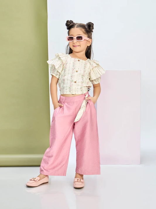 Girls Textured Pant & Top
