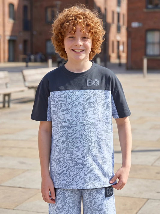 Boys White Printed Boxy Fit Pure Cotton T-Shirt